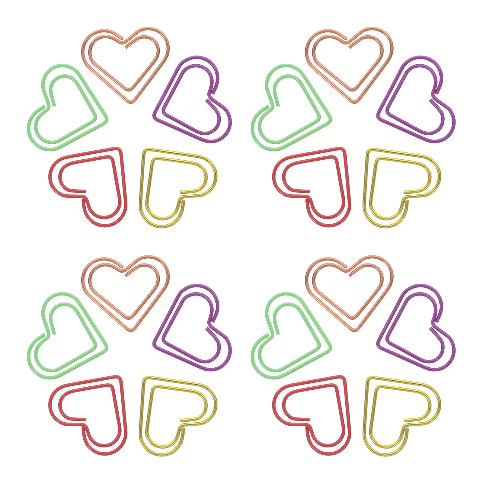 

100pcs Heart Shaped Paper Clips Cute Colorful Metal Binder Clips Office Supply For Stationery Student