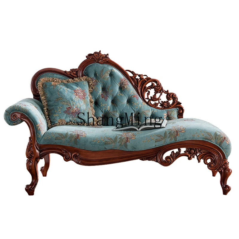 

ZYH solid wood living room fabric single concubine sofa bed beauty couch bedroom recliner
