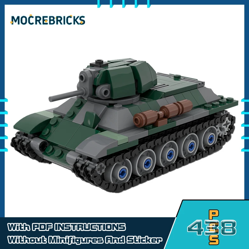 

MOC High-Tech Bricks T34 1941 Variant Medium Tank Building Block Toys Military Tracked Armored Vehicle Model Children's Gift