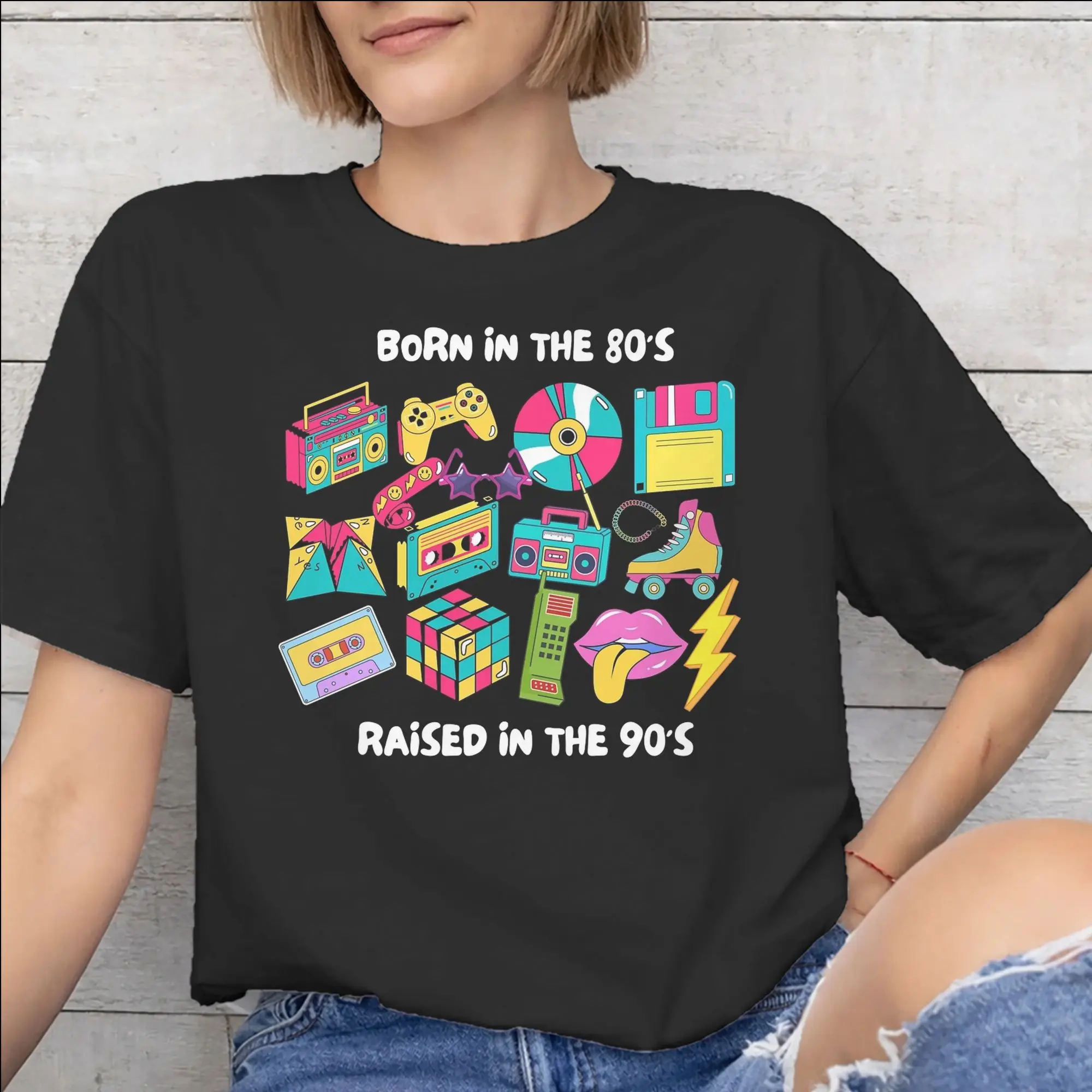 Born In The 80's Raised In The 90's Graphic Printing T Shirt Men Women  100% Cotton  Tee Shirt Clothing