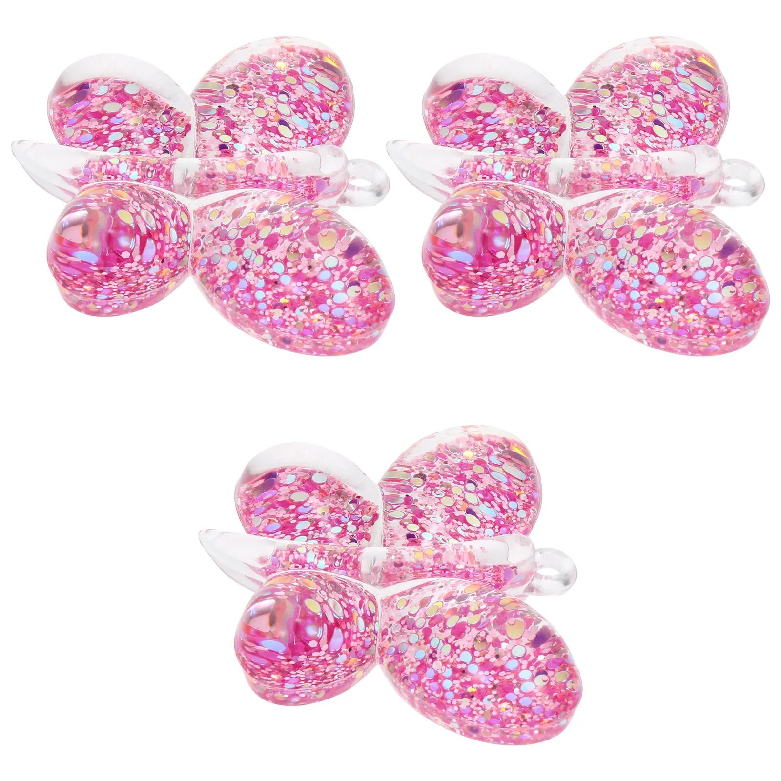 

3 Pcs Butterfly Pendant Keychain Acrylic Charms for Jewelry Making Decorations Sequined Pendants Lightweight Storage