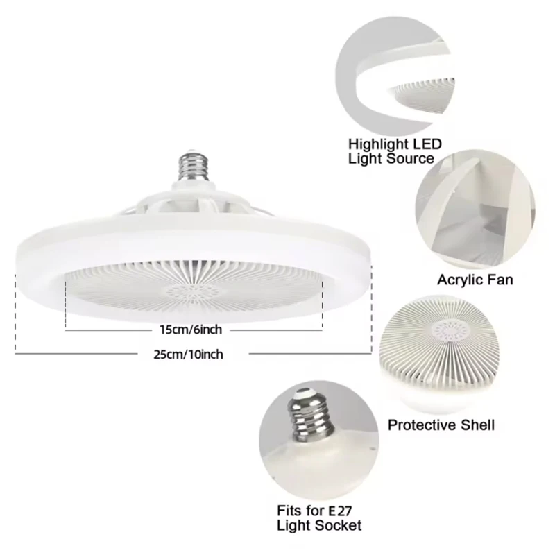 مروحة السقف الذكية الحديثة مع ضوء LED E27 المسمار التحكم عن بعد ثريا تركب بالسقف غرفة الديكور مروحة كهربائية AC85-260V #5