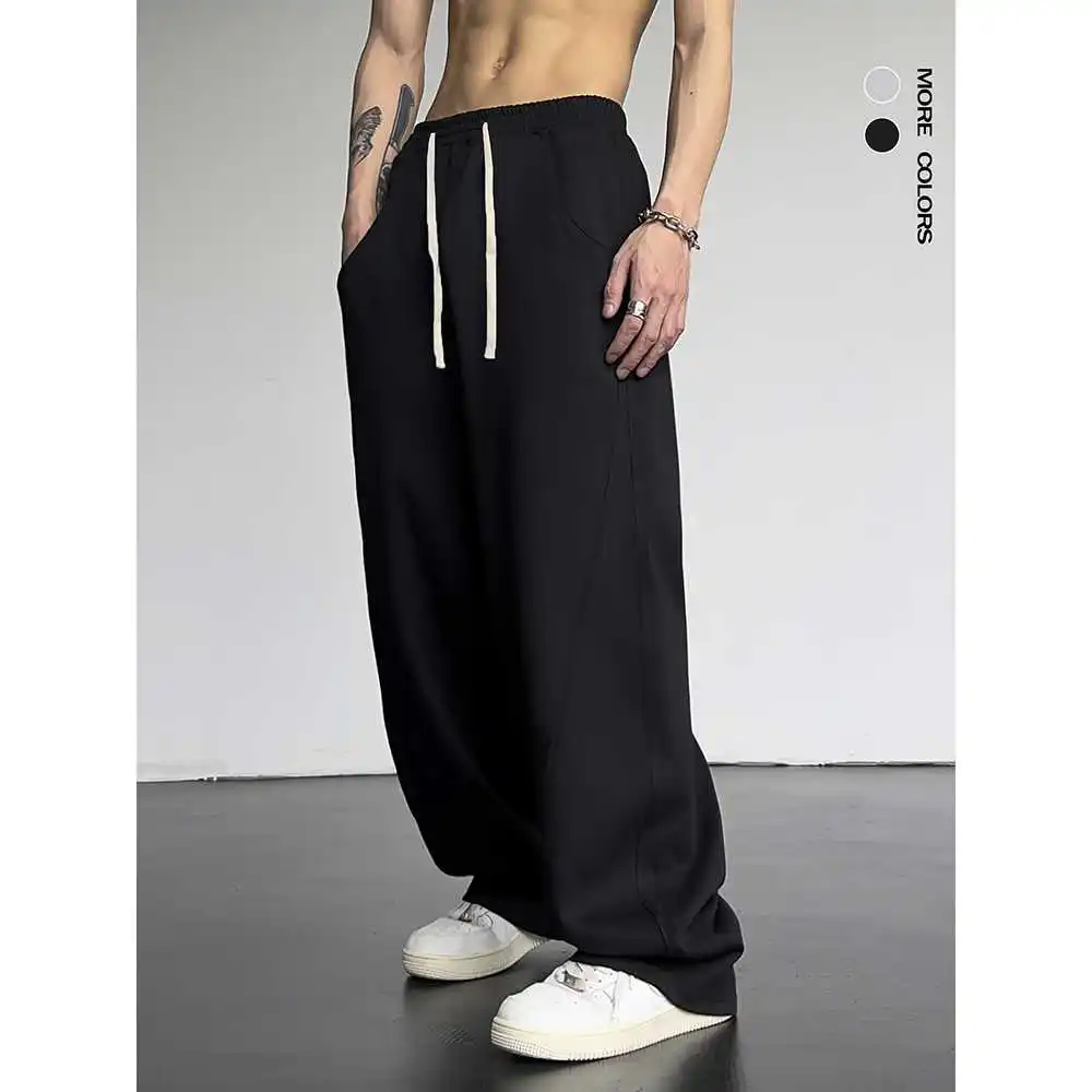 

Loose Men's Casual Wide Leg Sport Sweatpants High Street Design Straight Long Pants Comfortable Loose Fit Faionable