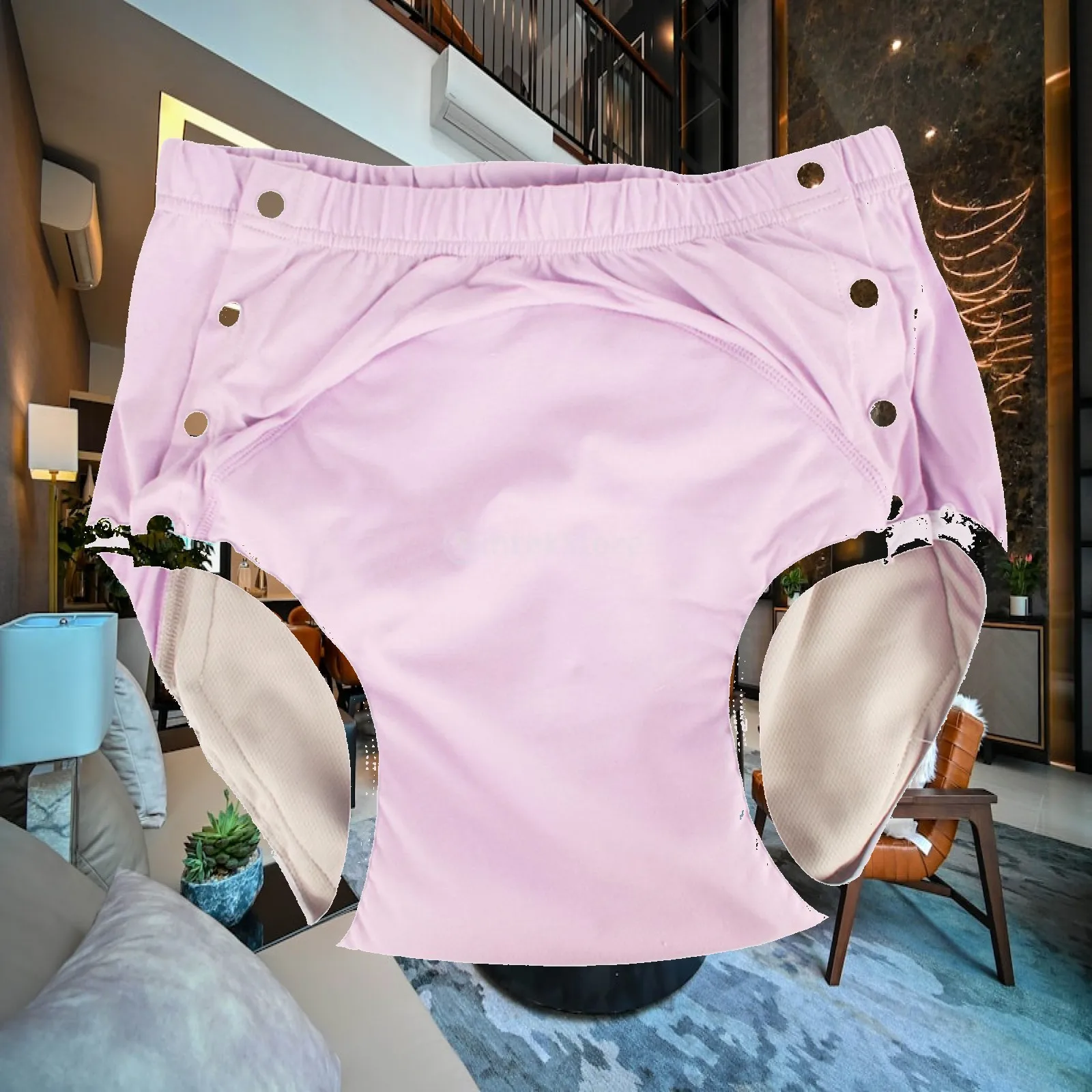 Waterproof Incontinence Cover Pant Reusable Washable Diaper Briefs Cloth Leakproof Underwear Adjustable Snap for Elderly Adults