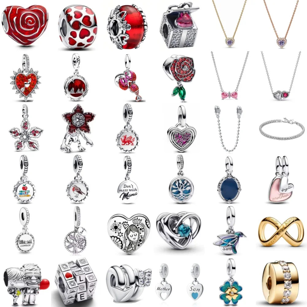 

Новый европейский кулон-лобстер 925 с розовыми бусинами, ожерелье с бантом, изысканный браслет, ювелирные изделия высокого качества для женщин