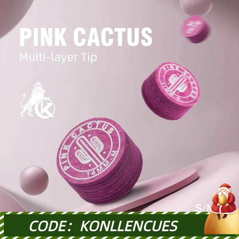 

PINK CACTUS Pink Pool Cue Tip, 11mm/ 14mm Tip Made of Multi-layer Pigskin with S / M / H for Pool and Snooker Accesso