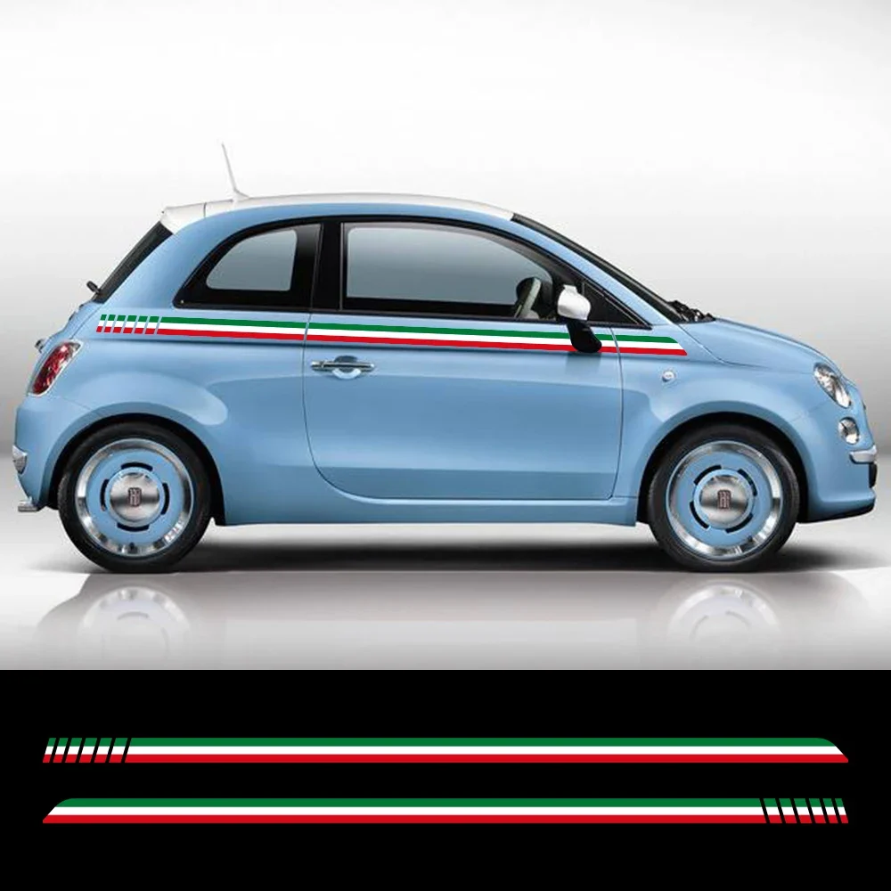

Car Vinyl Decals Italy Flag Racing Stripes Graphics Side Door Italian Style Sticker Accessories For Fiat 500 Abarth 595 695 500C