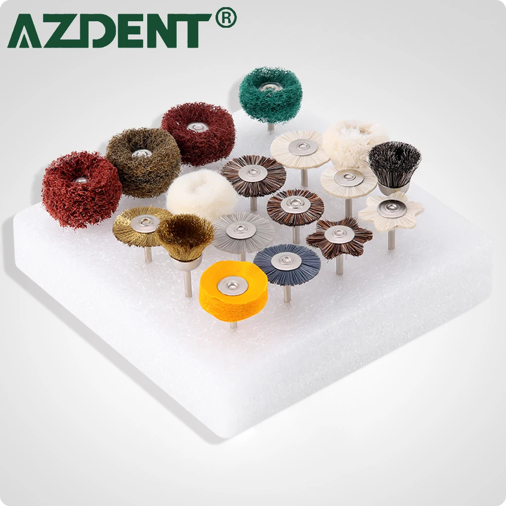 18Pcs Azdent Dental Polishing Brush Kits Ceramic Porcelain Grinding Polish Dentistry Instruments Lab Tool