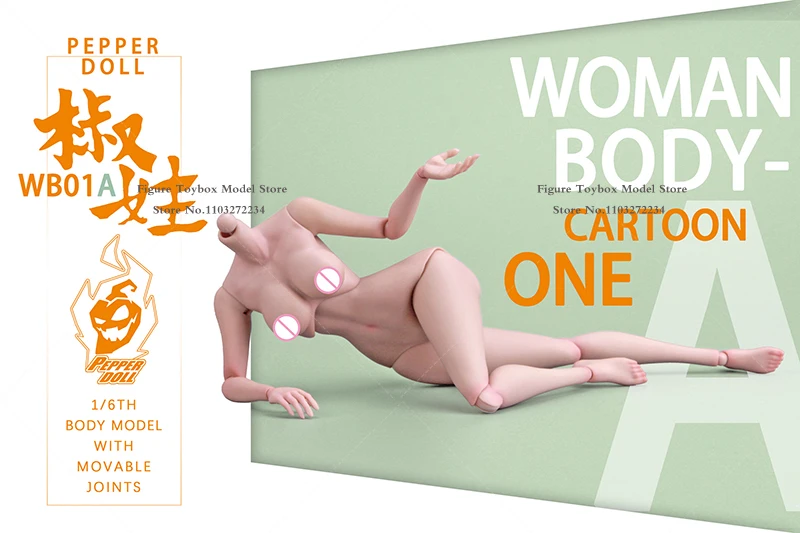 Pepper Doll Original WB01A 1/6 Cartoon Woman Body Slim Waist Movable Joint Model Toys For 12