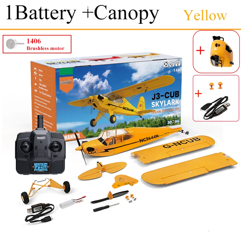 Parkten RC Plane RTF 2.4G Brushless Motor 3D/6G Remote Control Airplane Wltoys A160 Upgraded J3-CUB Yellow And RED Ready To Fly image 3