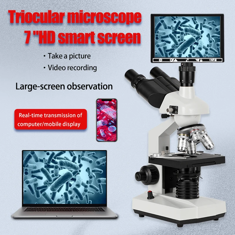 40X-5000X Magnification, Compound trinocular Microscope, WF10x and WF20x eyepieces, Research Grade trinocular Compound Laborator