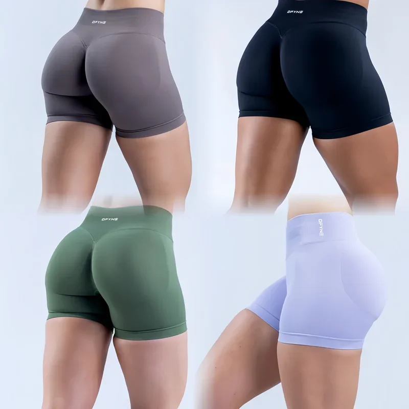 Pantaloncini da impatto con logo Pantaloncini da yoga senza cuciture a vita bassa Scrunch Bum Pantaloncini da palestra Allenamento Biker Abbigliamento fitness corto elasticizzato