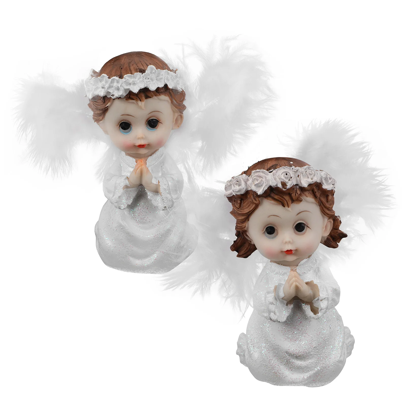 

2Pcs Angel Wing Sculpture Boy Girl Praying Decoration Christmas Party Ornament Office Garden Supplies Angle Wing Ornaments