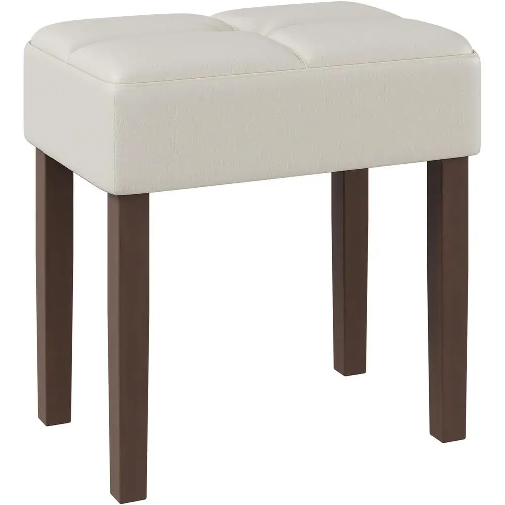 

Cream 18.7 Wide Vanity Stool with Wood Legs for Makeup, Bedroom, and Living Room