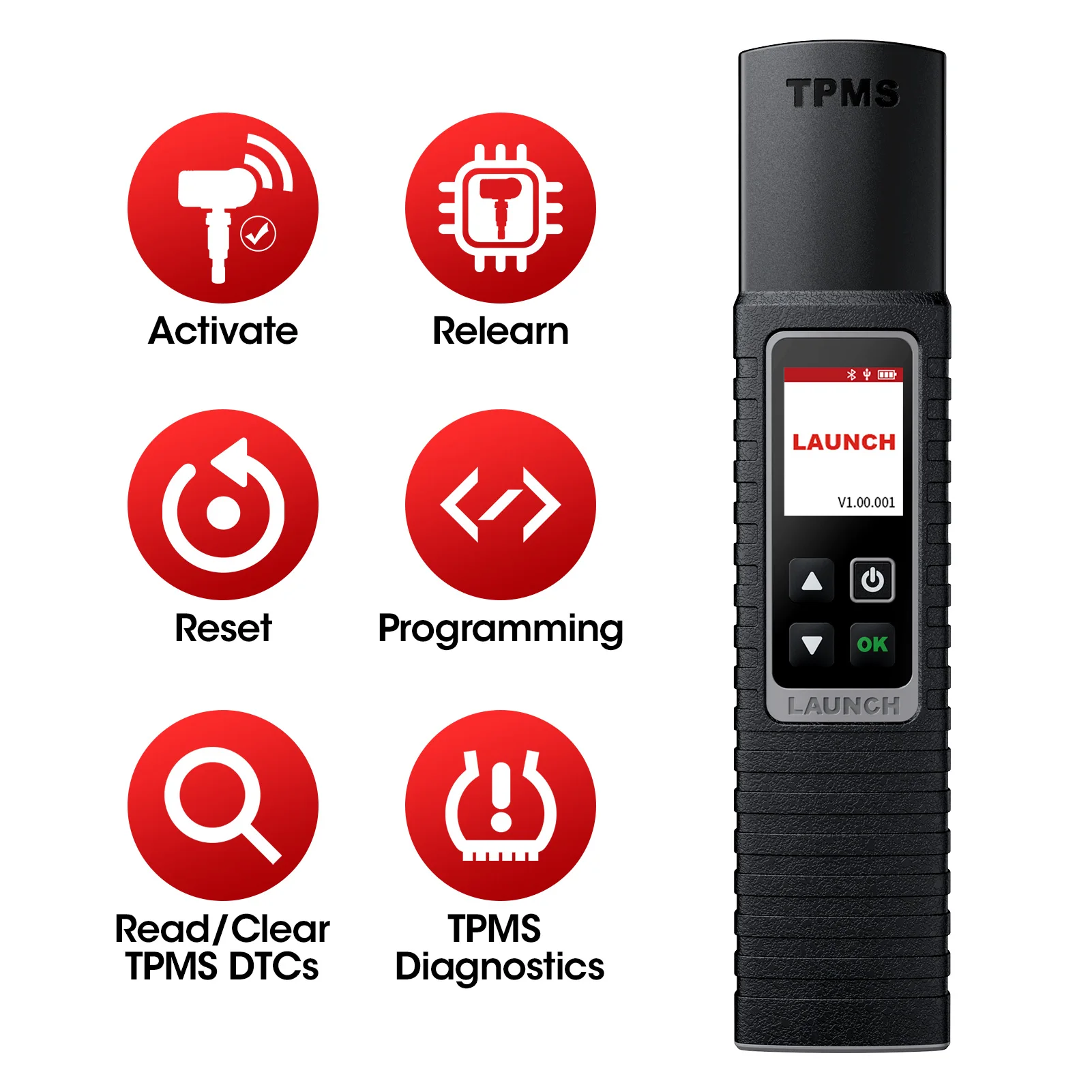 

X431 Tsgun TPMS Tire Pressure Detector Activate Relearn Program Sensors Work with V+, PRO3S+, Pro3, Pro5 and PAD V