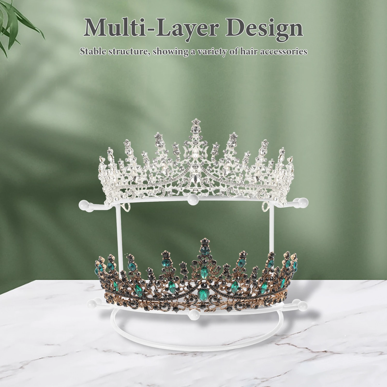 

Alloy Crown Display Stand Headband Holder Organizer For Wedding Hair Hoops Rack Metal Storage Stand Bride Accessories