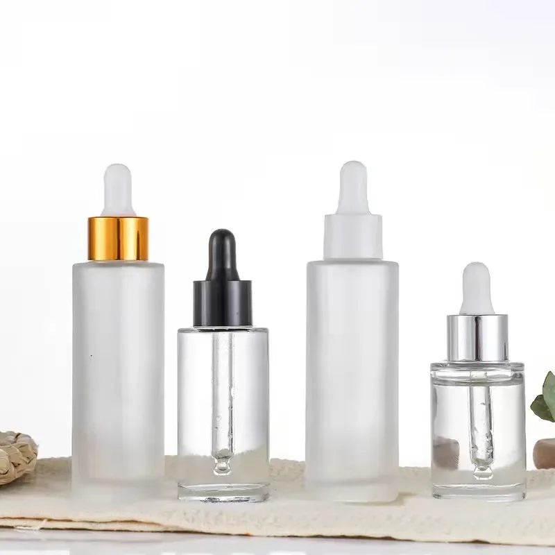 1 PCS Essential oil bottle dropper bottle 30ml frosted glass bottle 50ml portable cosmetic sub-bottling essence liquid bottle