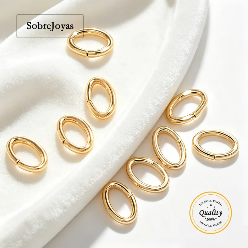 

Open Oval Jump Rings 14K Gold Filled Jewelry Making Findings Click Lock Design for DIY Crafting
