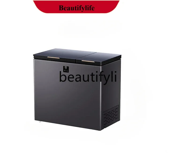 

Double temperature double room household 212/215/291 liters refrigerated and frozen dual-purpose double door horizontal freezer