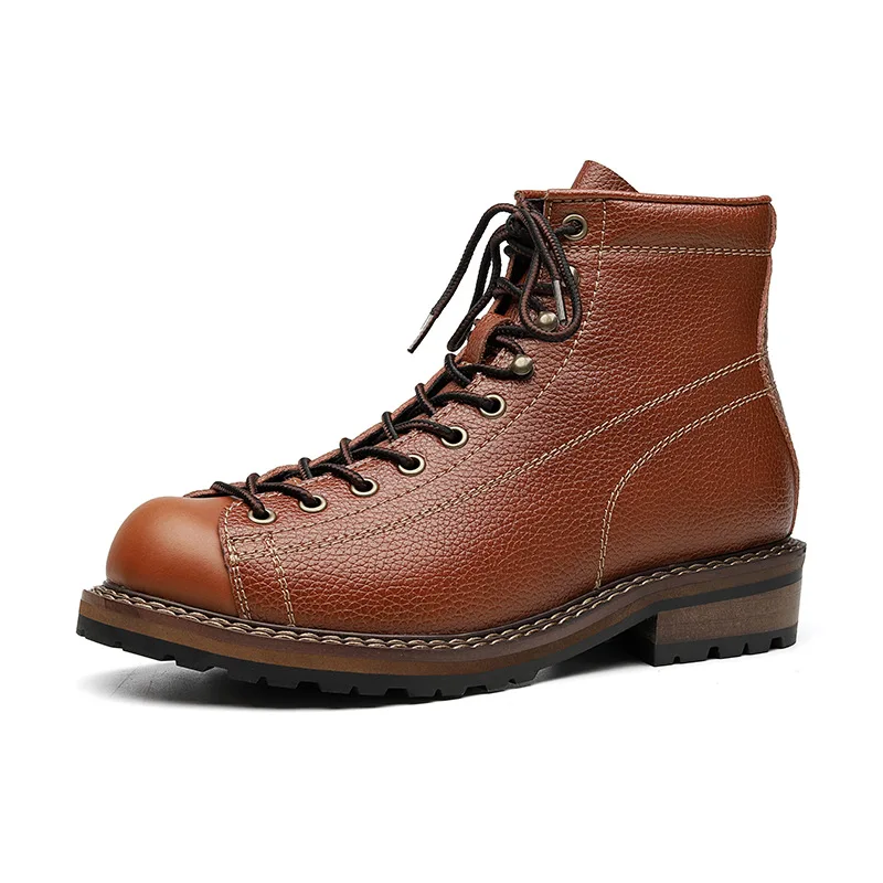 2023 New Vintage Work Boots for Men High Top British Style Men's Leather Boots Spring Autumn New Designer Platform Shoes Man