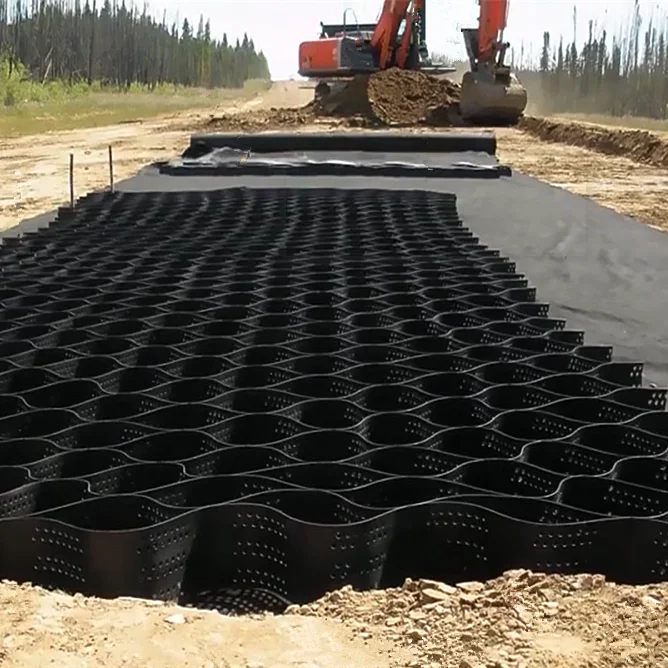 Geocellula in plastica HDPE testurizzata Geocell in plastica Geosintetica Griglia di ghiaia Sistema di confinamento cellulare Produttore di geocellule