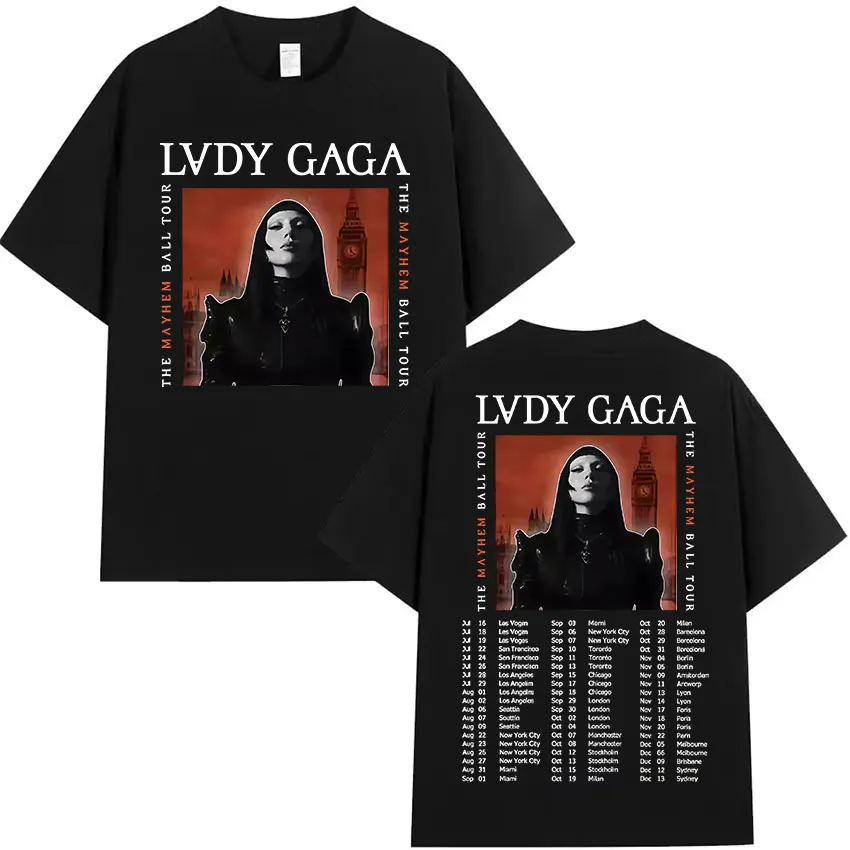 2026 New Lady Gaga Mayhem Tour Album Graphic T Shirts Men Fashion Harajuku T-Shirt Vintage Short Sleeve Tees Summer