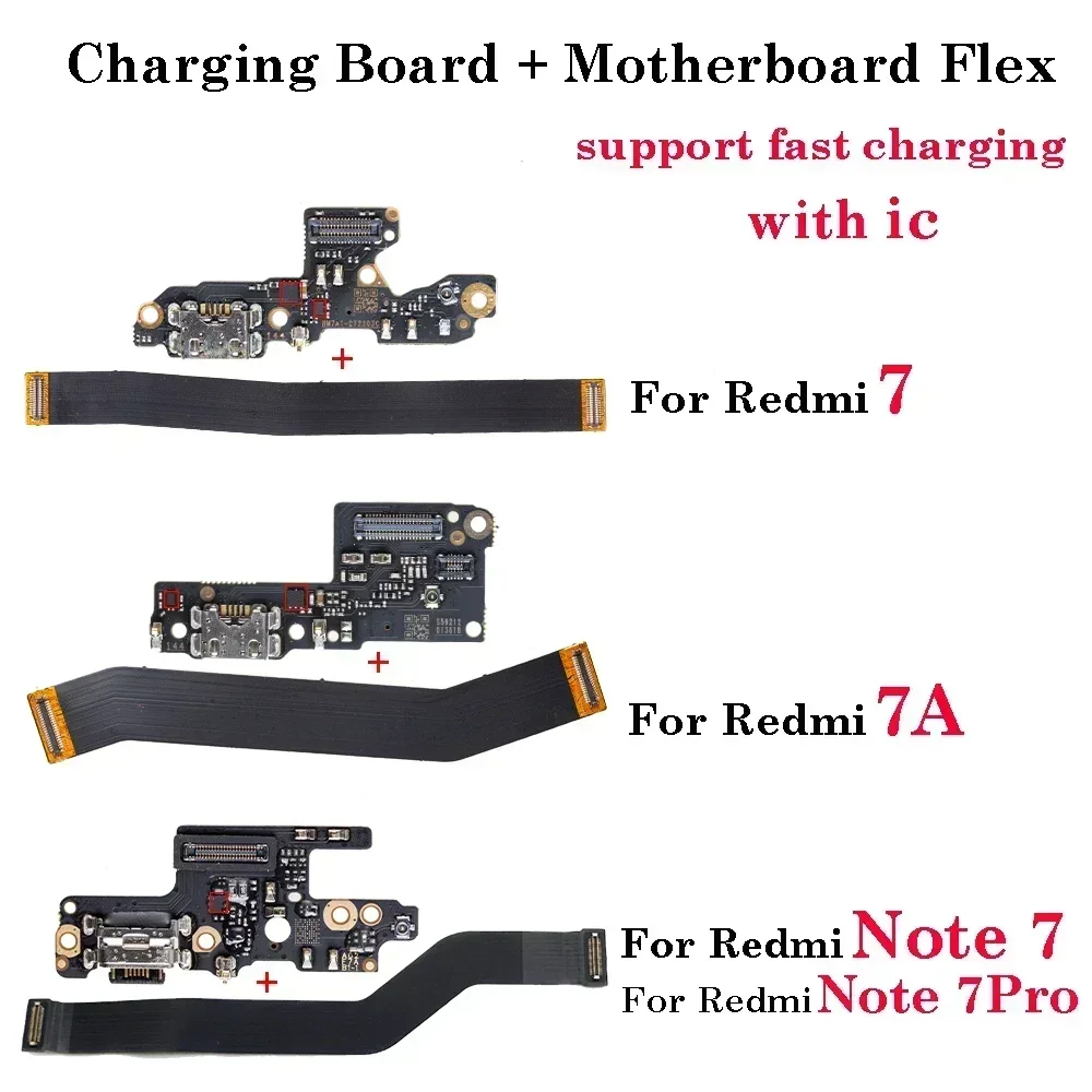 1set USB Charging Port Support Fast Quick Dock Charge Board + Mother Mian Board Flex Cable For Xiaomi Redmi 6 Pro Note 6 Pro