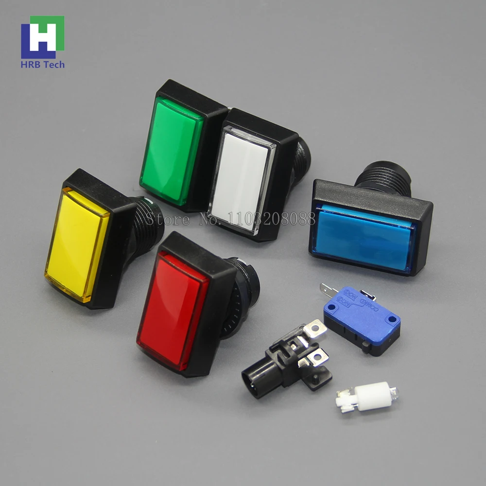 

10 шт 50*33 мм прямоугольная кнопка с краями с подсветкой 12 В и микропереключателем для рукоделия