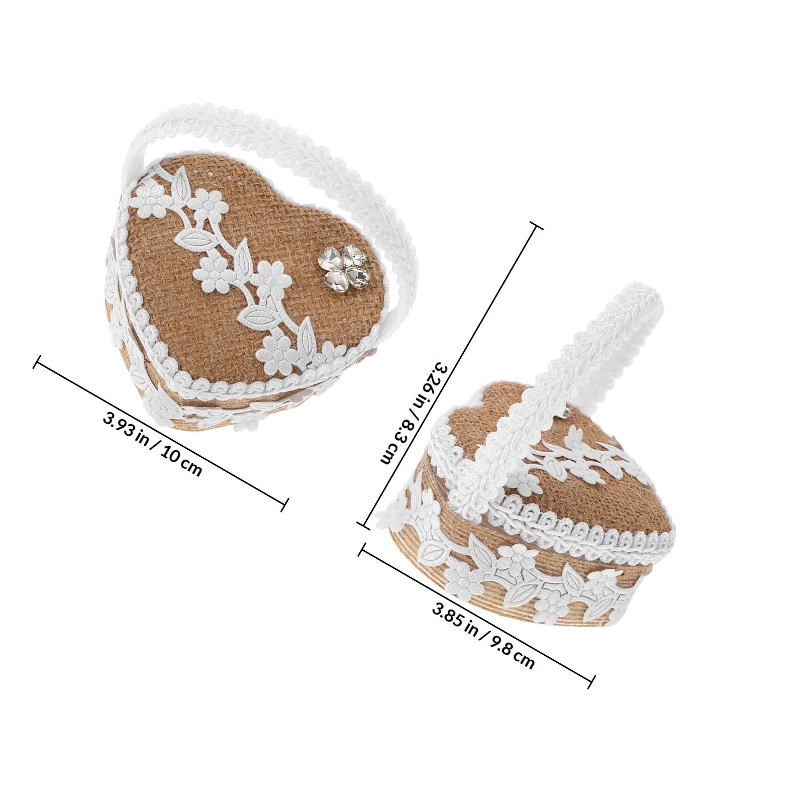 Handheld Wedding Ring Pillow Box Natural Jute Material Heart Shaped Ring Holder for Engagement Proposal Ceremony Outdoor Barn