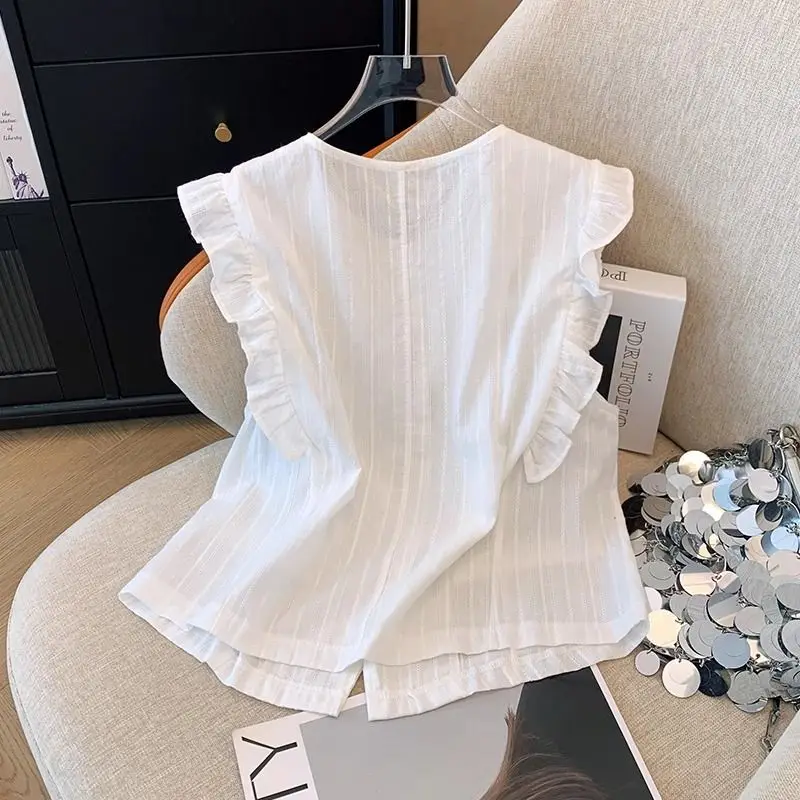 Pleated Patchwork Button Blouse Summer New Solid Color Loose Simplicity Fashion Shirt Tops Casual High Street Women Clothing