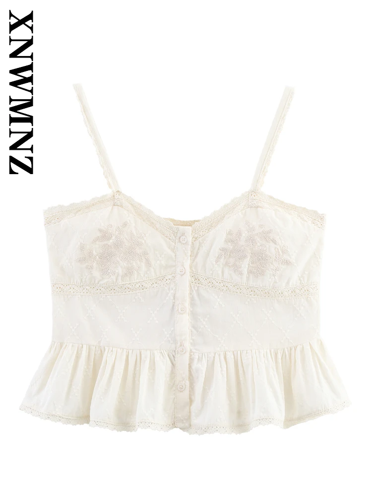 

XNWMNZ 2025 Summer Woman Simple Party Shoulder Sleeveless Backless Slip Top Sexy Lady Beige thin shoulder strap Top club mini