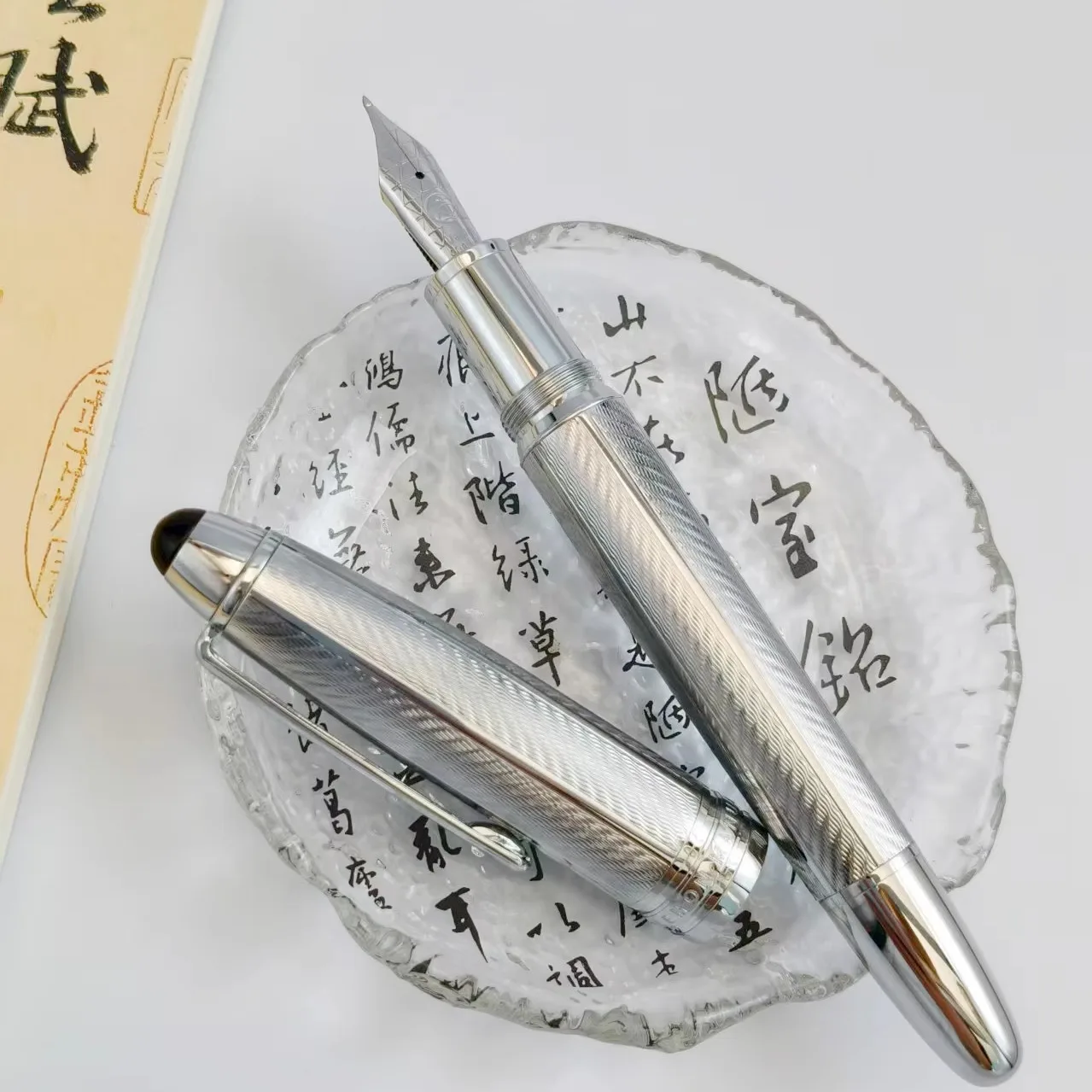 

W Pattern Lemon M8 Metal Piston Ink Fountain Pen Soft Blade Long Knife Business Pen Nib Hand-Polished Writing Stationery