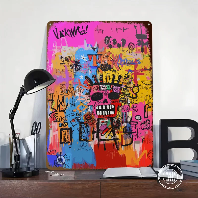Abstract Skull Urban Street Graffiti Poster Customized Vintage Metal Signs Wall Art Retro Tin Plaque for Decoration Gaming House