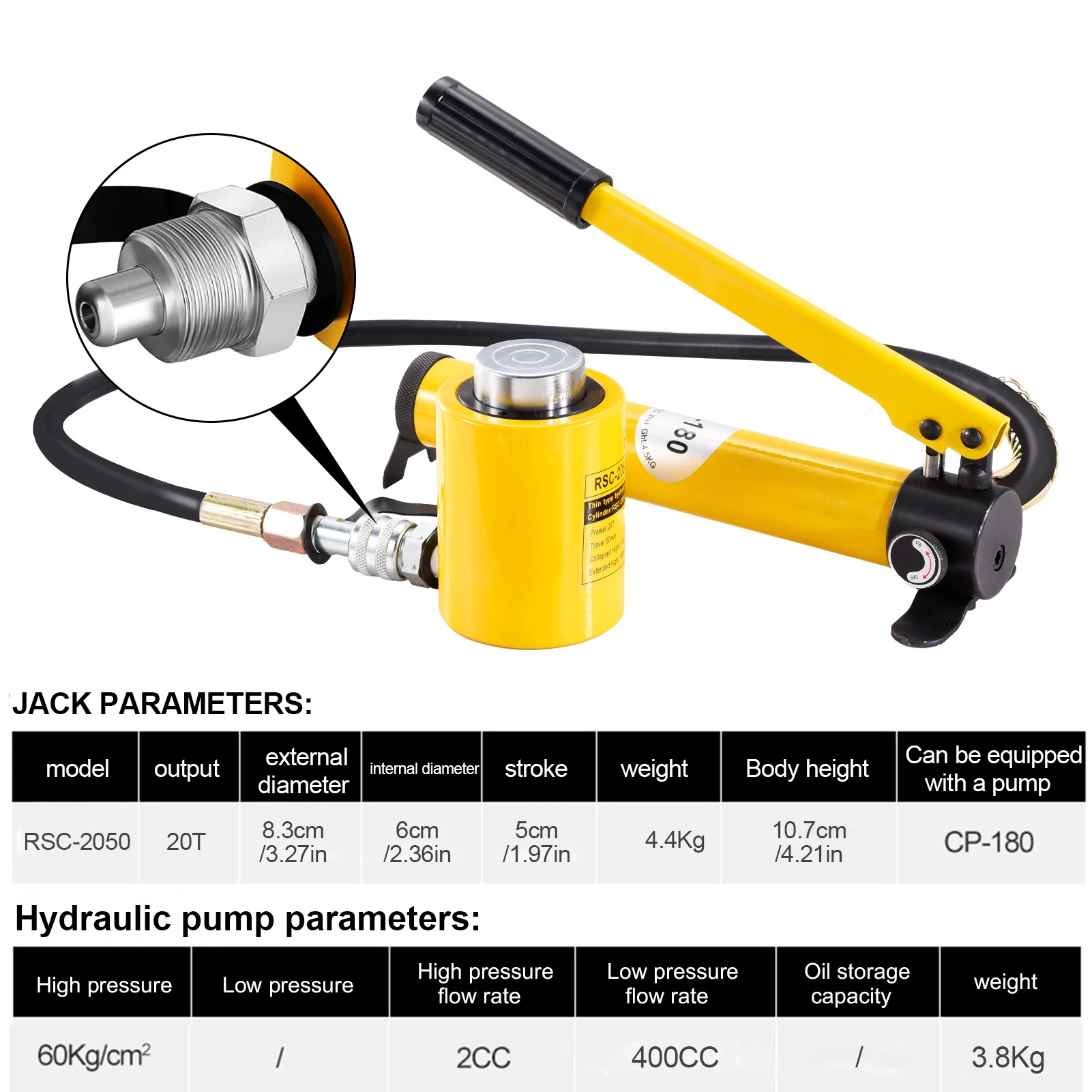 แม่แรงไฮดรอลิก 20 ตัน แม่แรงไฮดรอลิกขนาดเล็กพร้อมปั๊มมือ 180 |   แม่แรงยกอุตสาหกรรม