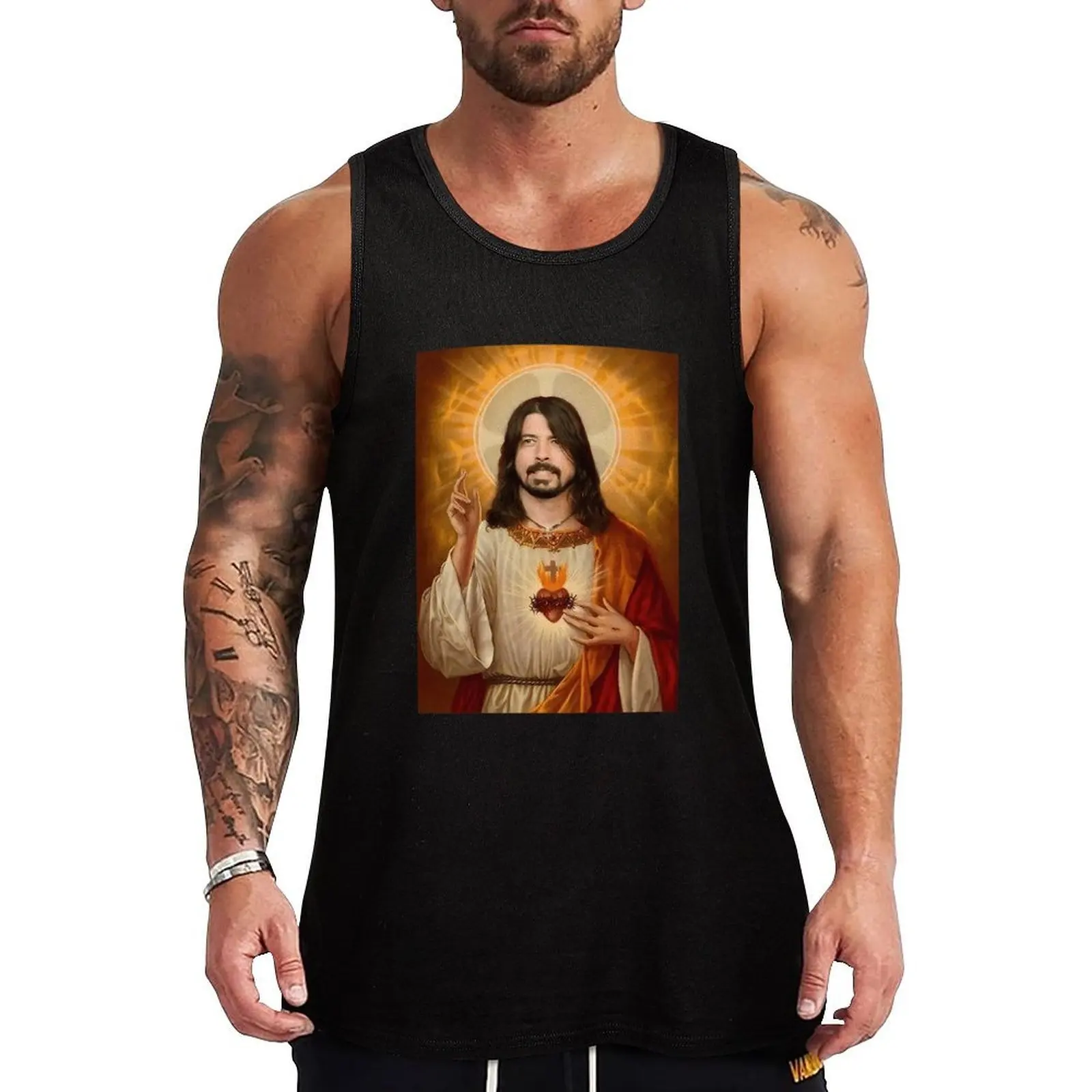

Dave Grohl Jesus Tank Top Simple Tank Top Basic Regular Fit Casual Undershirt