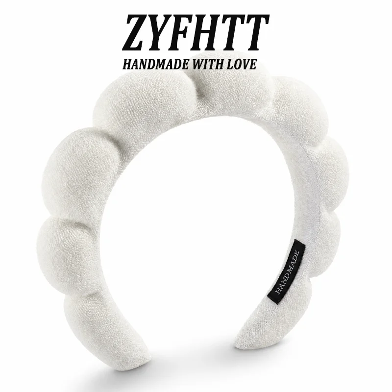 1/5 Stück ZYFHTT Einfaches Wolken-Schwamm-Stirnband für Frauen, Bonbonfarbenes breites Haarband, modisches Mädchen-Gesichtshaarband, Haar-Accessoire – Detail 7