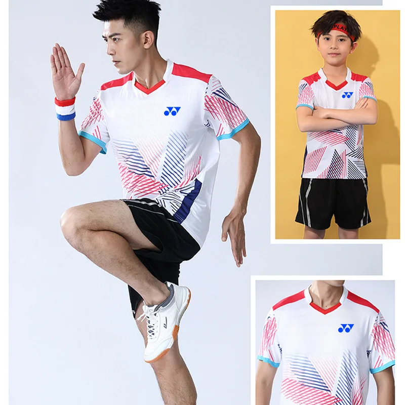 W Badminton abbigliamento Tennis Stripe Printed T-Shirt ping pong Jersey Training Men T Shirt Padel Running Sports Quick Dry Tees