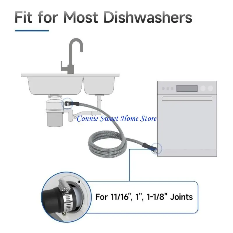 

LXAF 10-футовый удлинительный сливной шланг для посудомоечной машины, обрезанный по длине, универсальный металлический зажим в