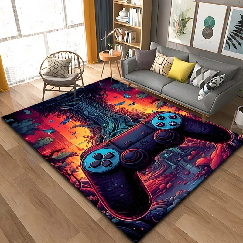 3d 80s gamer controlador área tapete grande, tapete para sala de estar quarto cozinha decoração, tapetes para quarto cama casa