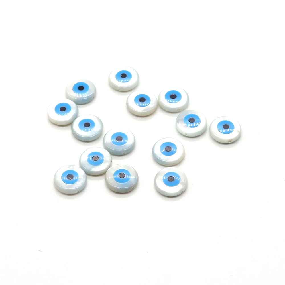 5pcs/lot Evil Eye Natural Mother of Pearl Shell Beads Turkish Eye Beads for Making DIY Bracelet Necklace Jewelry Accessories 8mm