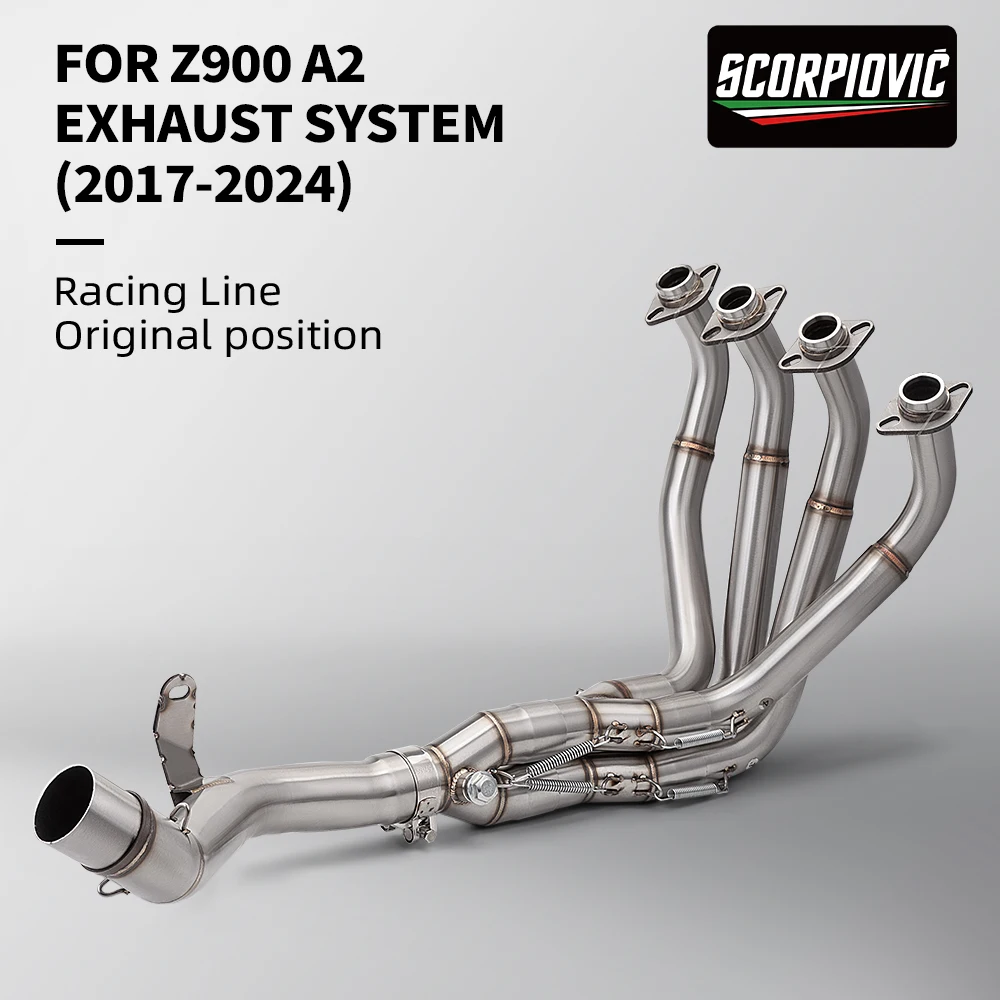 FOR Z900 Ninja 900 Z900-A2 (2017-2024) Motorcycle Full Stainless Steel Single Oxygen Sensor Exhaust System Complete Set 51mm