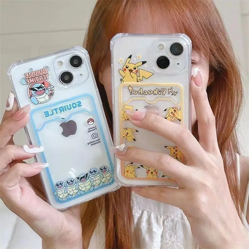 Cartoon Pokemon Pikachus Photo Card Holder Wallet Case For VIVO Y02 Y02S Y15S Y01 Y17S Y20 Y11S Y12S Y12A Y21 Y33T Y33S Y21S Y35