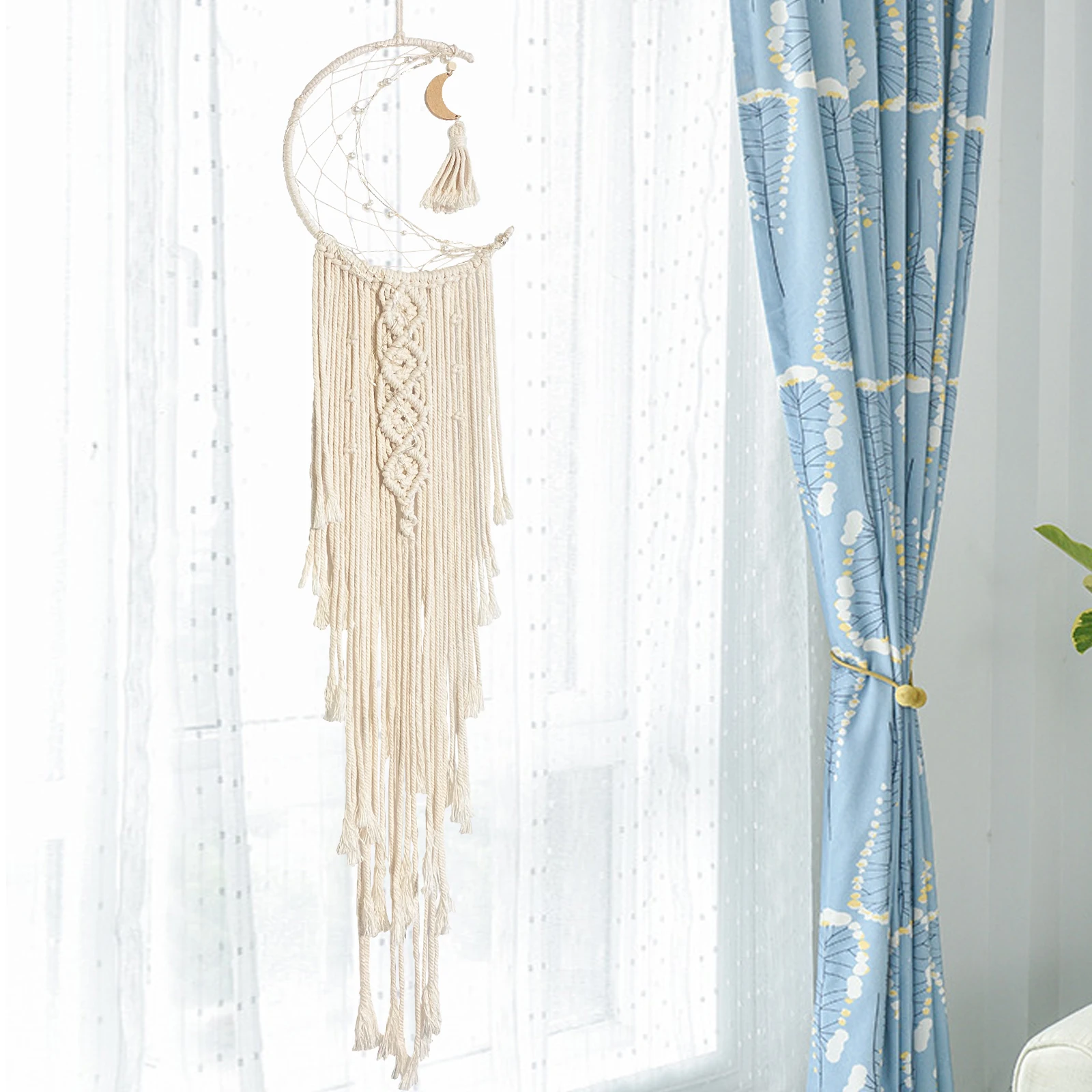 

1pc Moon Woven Dream Catcher Hand Woven Tapestry Home Decor Living Room Bedroom Decor Birthday Graduation Gift