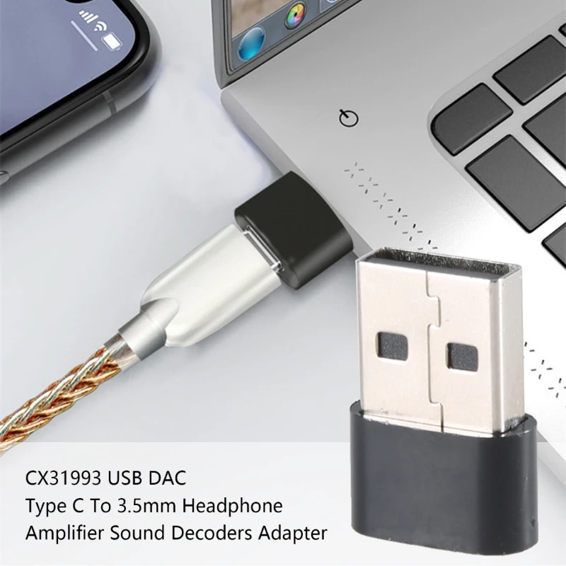 USB naar 3,5 mm geluidsadapter Type hoofdtelefoonadapter DAC-kabel geluidsadapter met CX31993 MAX97220 chip DAC-adapter