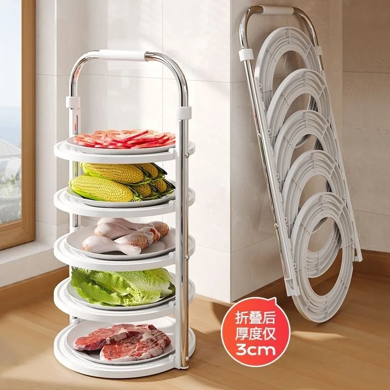 Kitchen preparation rack Foldable side dish Multi-layer household
