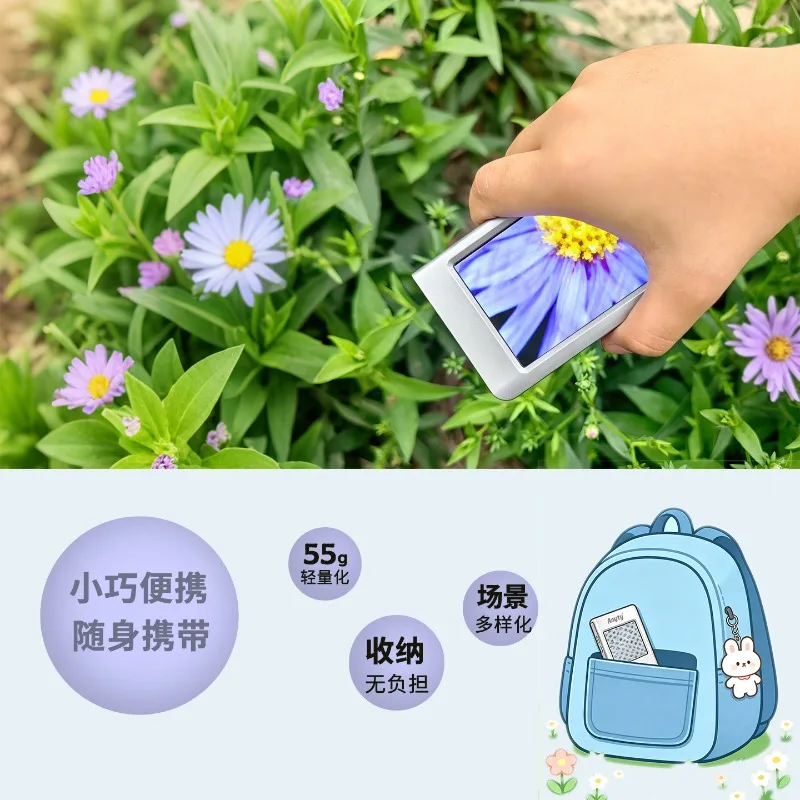 Portable Digital Microscope Handheld Screen Magnifier for Kids Outdoor Exploration Toy Photo Taking Insect Plant Specimen Observ