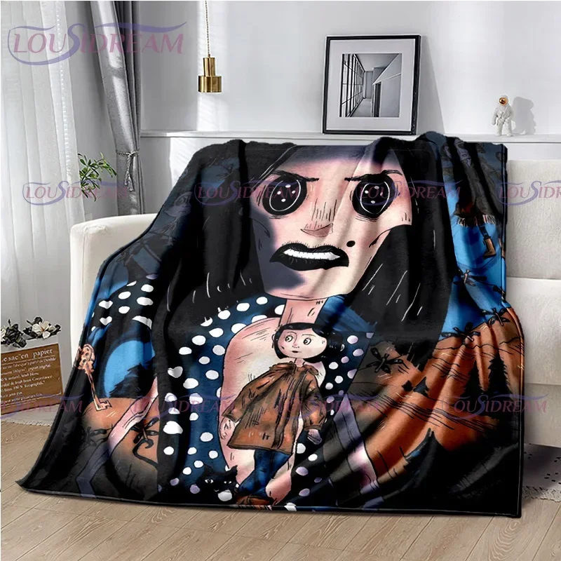 بطانية للأطفال مطبوعة كورالين ، بطانية سرير ، مفرش سرير ، دافئ ، ناعم ، طراز قوطي ، رسوم متحركة ، نوم عائلي