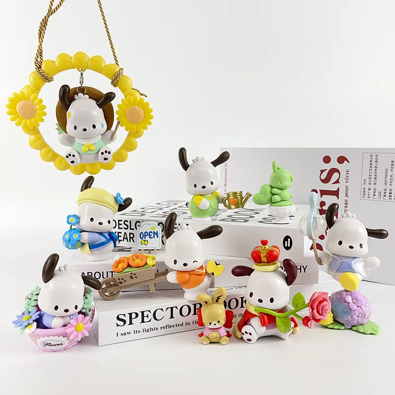 Pochacco Statue Flower and Youth Series Sanrio Doll Action Anime Figures Pochacco Doll Toys Esports Figurine Room Desktop Gifts