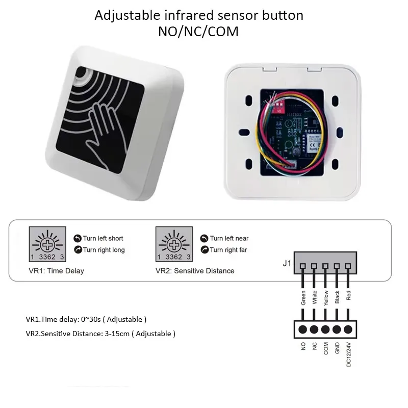 Smart Tuya IR Touchless Infrared Exit Button Surface Install Contactless Door Lock Release Switch No Touch With Remote Control