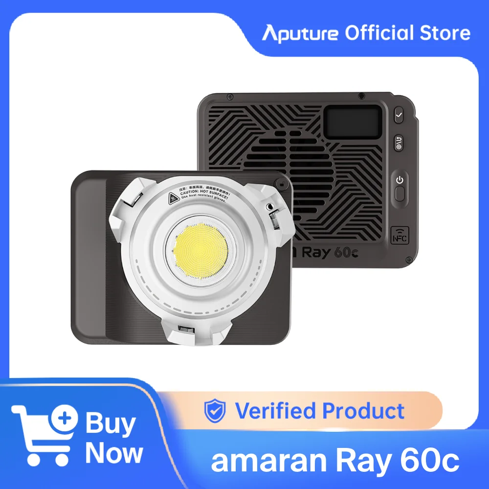 Amaran Ray 60c Ultra-Compact 60W Full-Color Point-Source LED Light 2300K to 10000K Amaran App Control via Built-in NFC